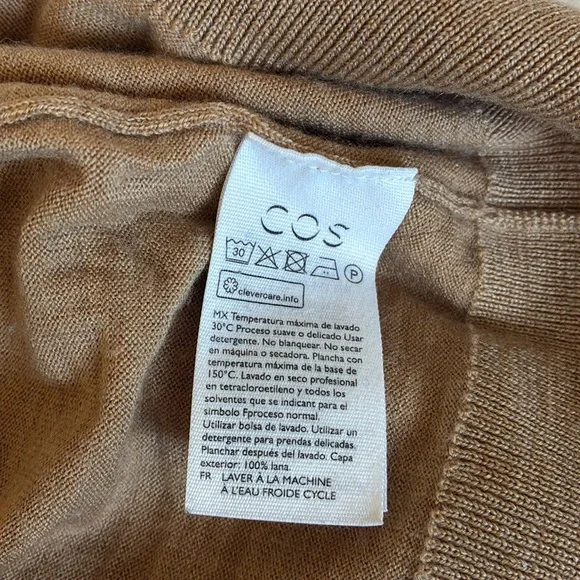 COS Camel Fine Knit Wool Crewneck Sweater, Size Large - Picture 9 of 10